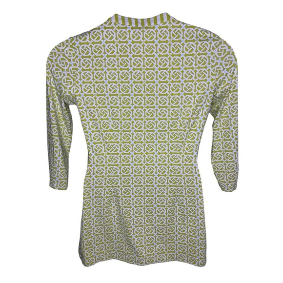 J. McLaughlin Womens Medium Geometrical Print 3/4 Sleeve Stretch Pullover Blouse - Picture 3 of 16